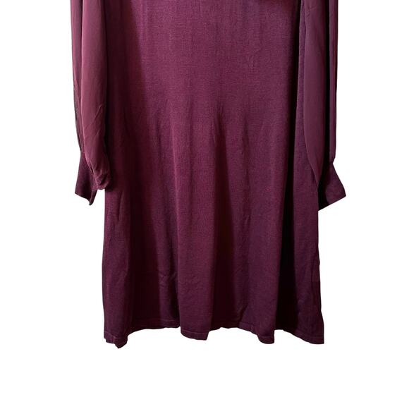Cece New Women’s Tie Neck Sheer Long Sleeve Sweater Dress Burgundy Plus Size 1X - Picture 7 of 13